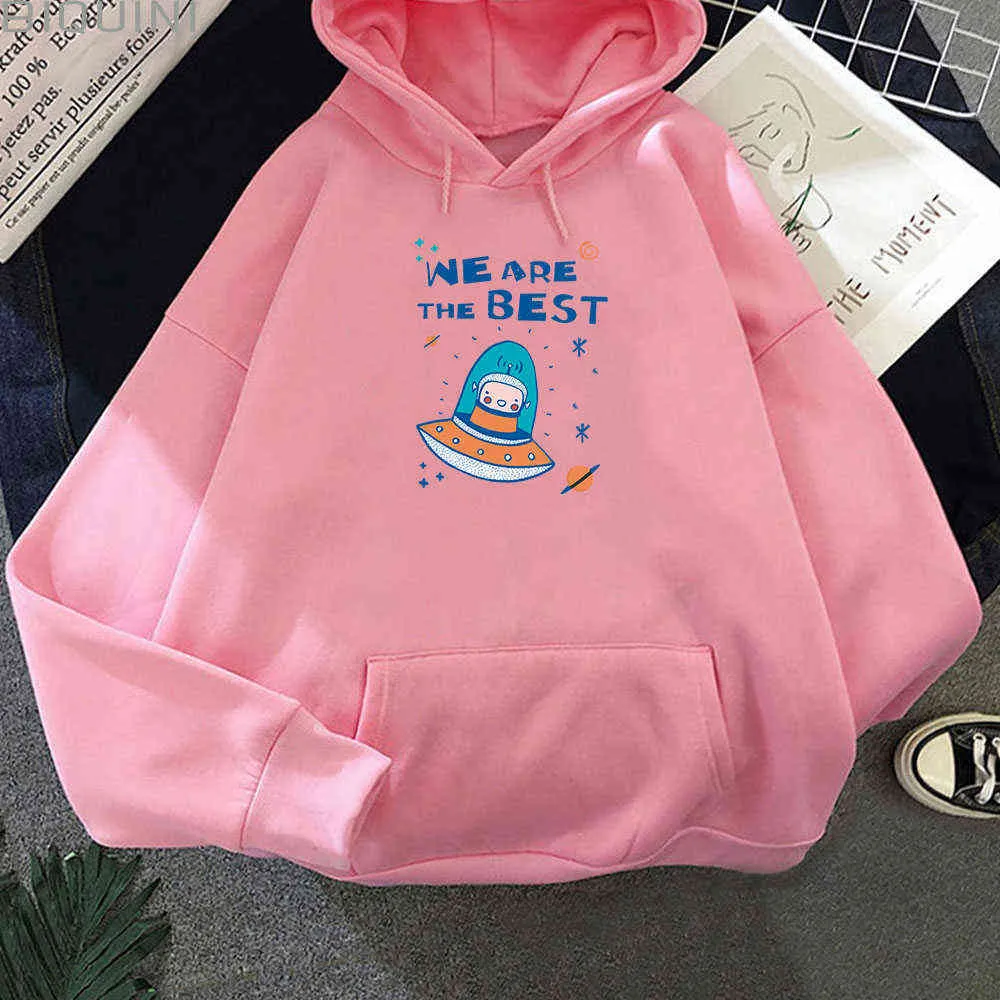 Nous sommes la meilleure lettre impression sweat femmes Kawaii vêtements esthétique Style coréen mignon Streetwear étudiant couleurs 12 sweat à capuche Y0820