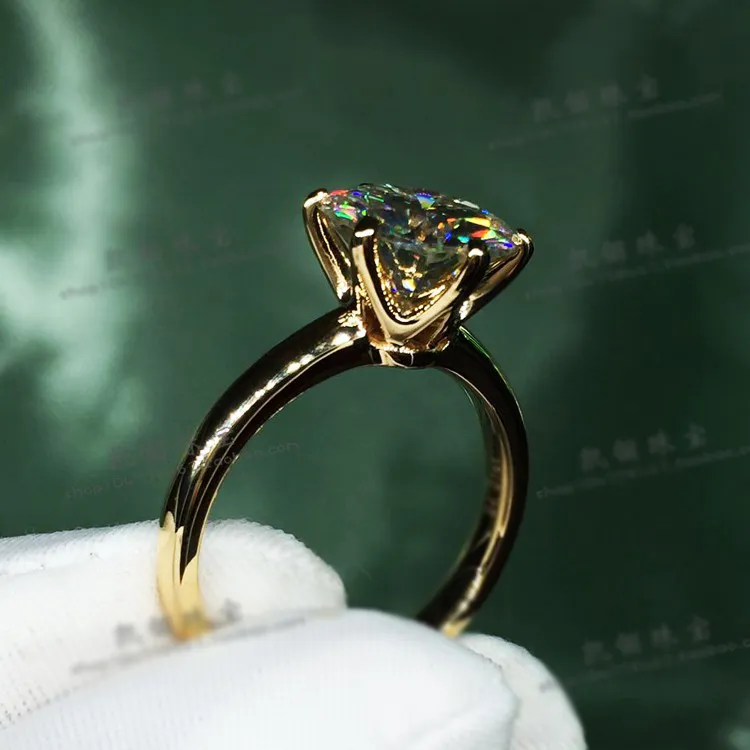 LOGO RGP 18K RGP Anel de ouro amarelo sólido puro Luxury Round Solitary 8mm 20ct Laboratório de diamante Ringos de casamento para mulheres ZSR1691043829