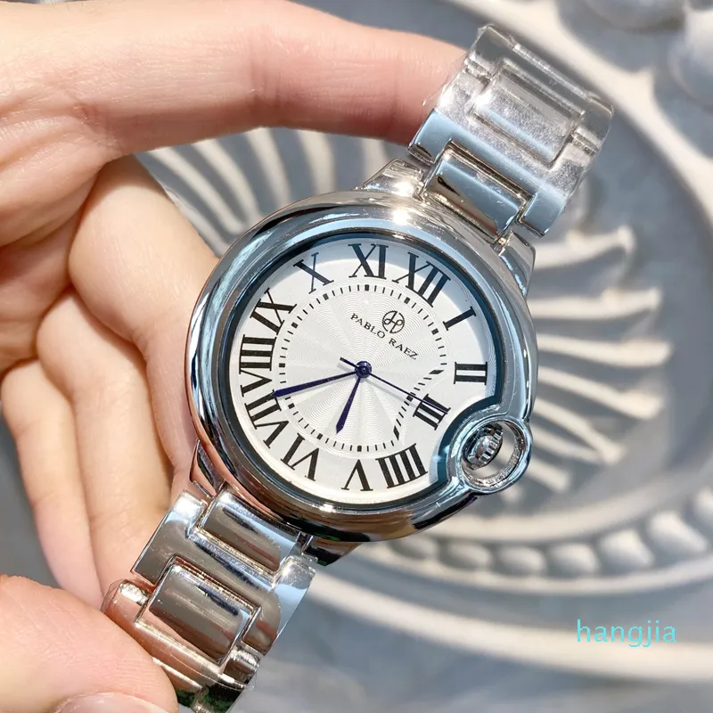 Novo design clássico lazer masculino feminino moda relógios de aço azul quartzo relógios pulso topo relogies luxo relojes balon alta qua260b