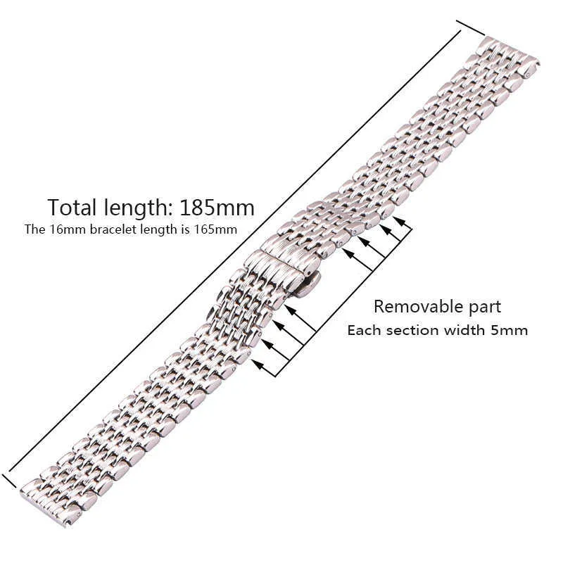 Montre Bracelet 16mm 18mm 20mm 22mm Argent Acier Inoxydable Bracelets Femmes Hommes Solide Montre-Bracelet Bracelet Accessoires H0915