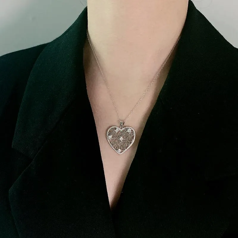 Ketten S925 Sterling Silber Herzförmige Liebe Damen Secklace Europa und die Vereinigten Staaten Mode Halskette Schmuck Anhänger