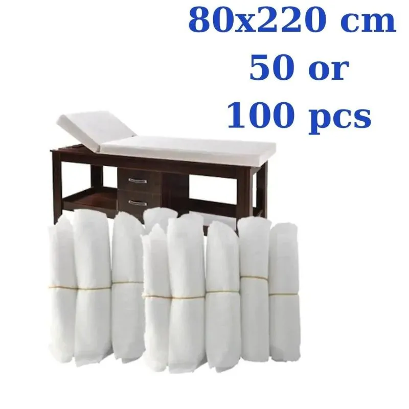 Couvertures de Table jetables en Poly, feuilles de civière plates, sous-tapis, accessoires de soins de beauté et de Massage, 80x220cm, 216S