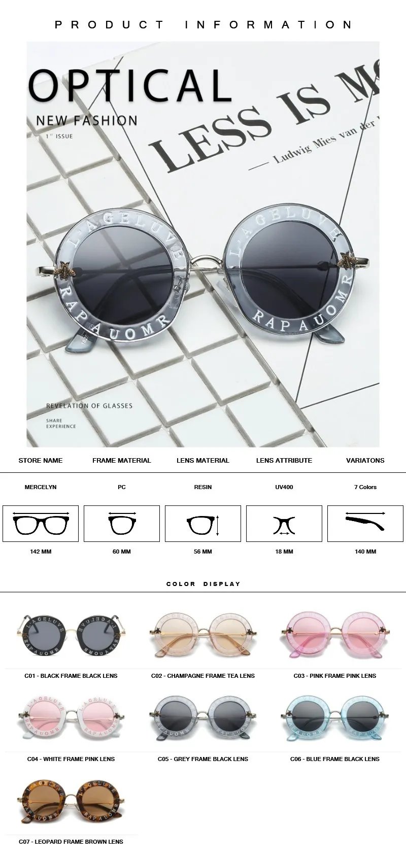 Ronde klassieke dames merk zonnebril retro mode LAGELUVE RAPAUOMR luxe heren designer zonnebril