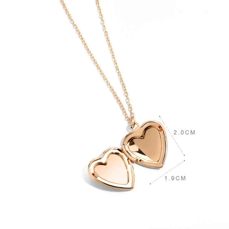 Colgantes de medallón de corazón de amor a la moda para mujeres y hombres, marco de fotos que se puede abrir, collares de Metal brillante, collar de corazón de amor familiar G1213