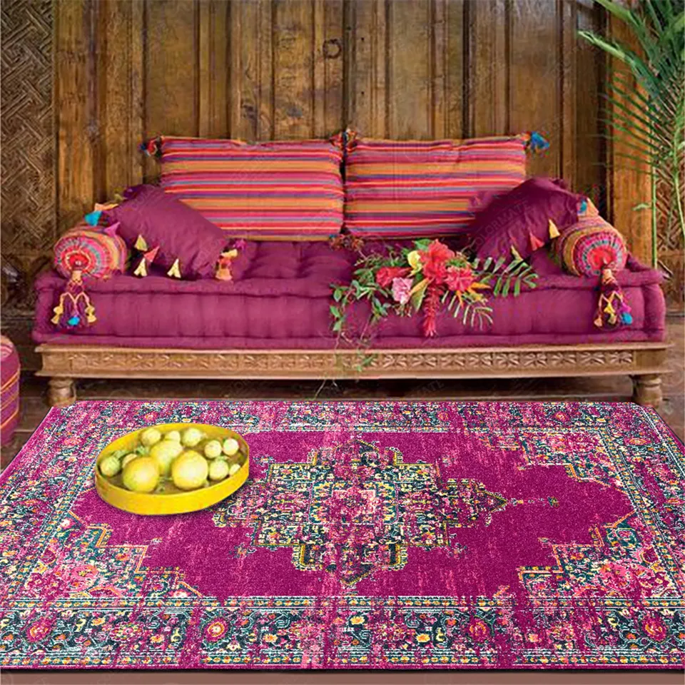 Star persan Style ethnique tapis violet pour salon Vintage tapis fille chambre bohême géométrique tapis couloir 2103176235335