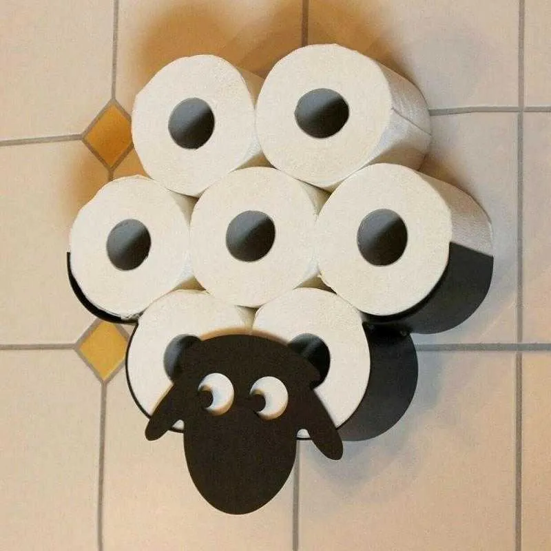 Scaffale pecore Porta carta igienica Staffa montaggio a parete in metallo Accessori rotoli Cucina Bagno Portaoggetti Scaffale Organizzatore 210720