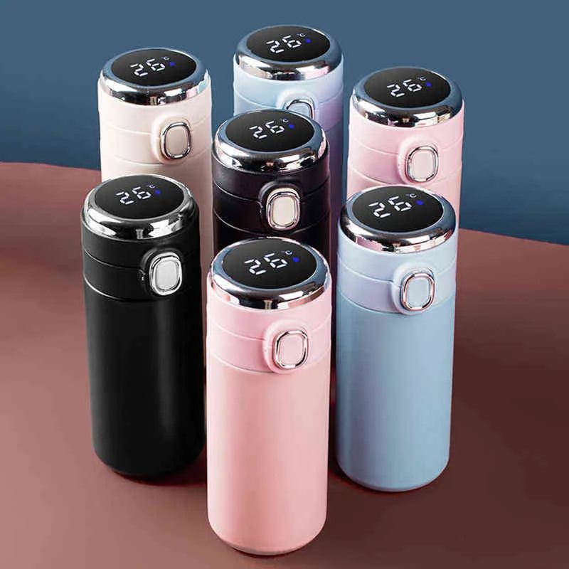 Acier inoxydable Smart Thermos Affichage de la température Flacons à vide Tasse à café Thé Lait Thermo Bouteille Eau 211109