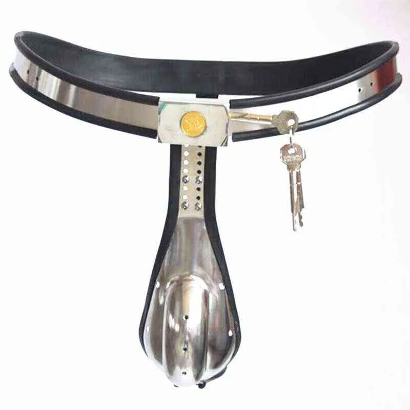 NXY Cockrings Tipo T Cintura di castità maschile in silicone in acciaio inossidabile Pantaloni con spina anale Vita regolabile Dispositivo in metallo Giocattoli del sesso gli uomini 1124