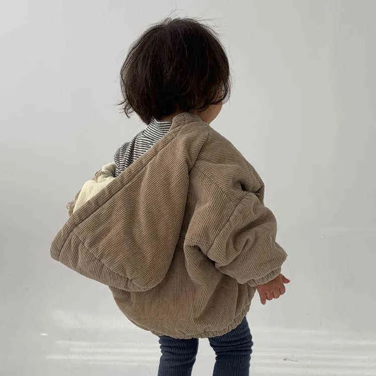 Mode hiver coréen bébé garçons filles polaire veste de haute qualité velours côtelé enfants chauds vêtements d'extérieur velours enfants manteau 211204