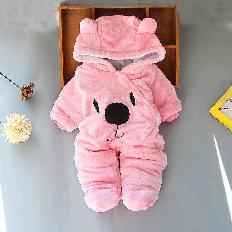 Baby jumpsuit cartoon little bear cute romper crawling clothes born baby boy thick warm girl 211229
