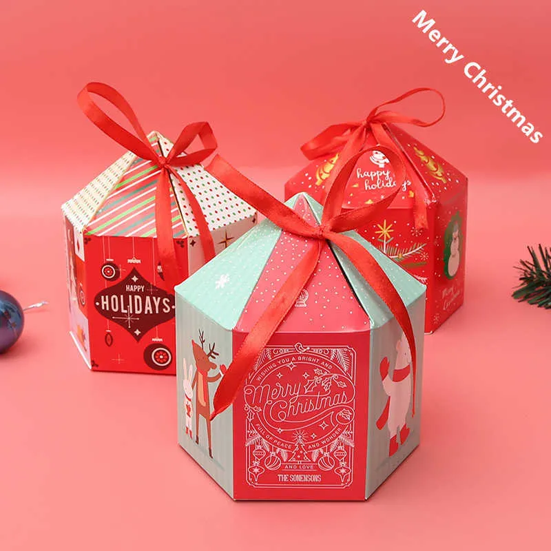 Stobag casa forma caixa de natal decorações para casa presente embalagem criança favor artesanal doces chocolate suprimentos 210602