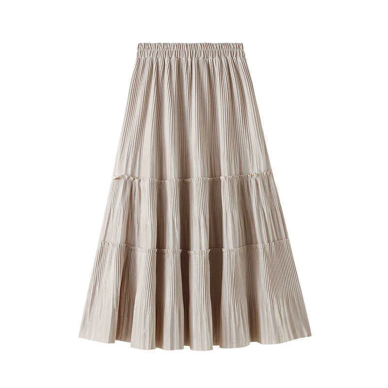 OHRYIYIE Solid Color Female Vintage Long Velvet Pleated Skirt Women Autumn Winter Elegant Fashion Ladies High Waist A line 210621