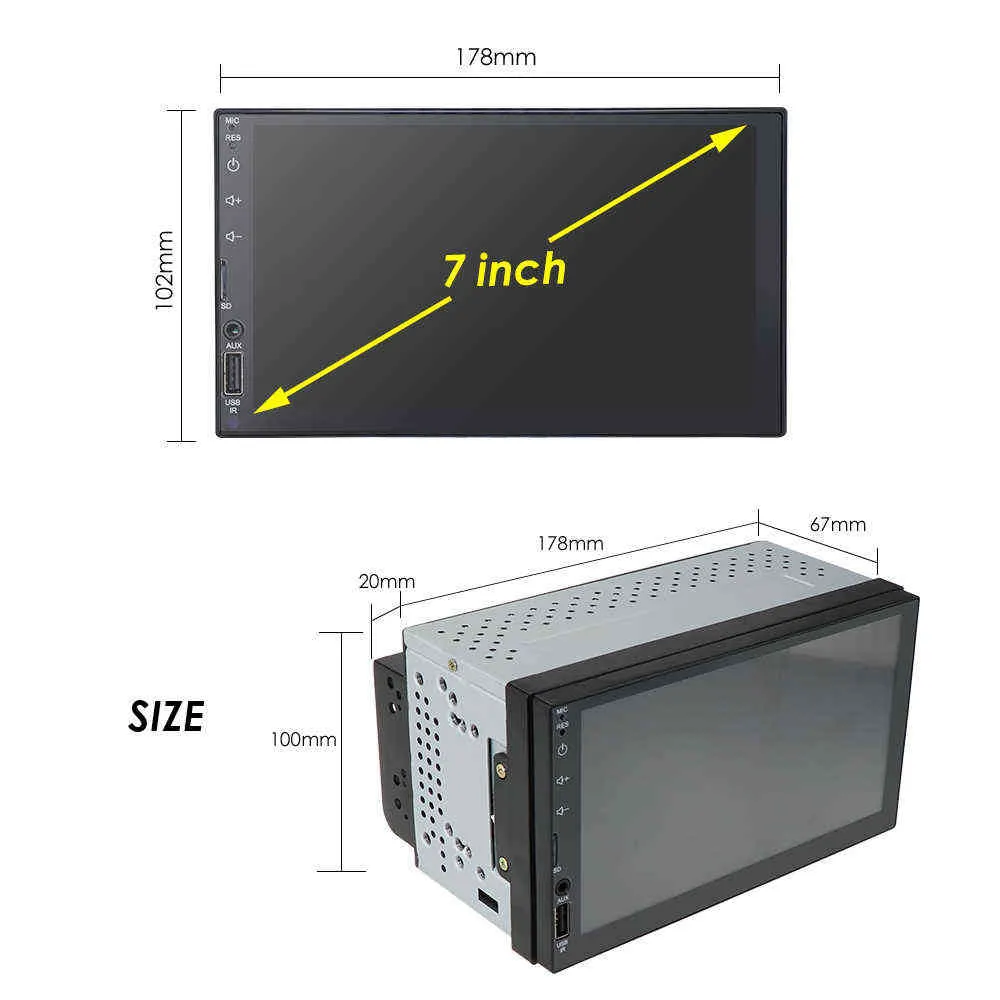 2 din android 9.0 lecteur multimédia de voiture AutoRadio vidéo stéréo Audio pour écran tactile universel 7 pouces USB DVR AHD caméra SWC DAB