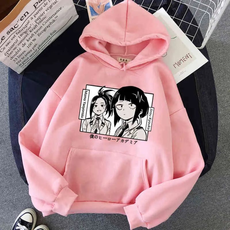 2021 Anime My Hero Academia Charage Momo Yaoyorozu Jirou Kyouka Hoodie voor Mannen Dames Lange Mouwen Sweatshirt H1227