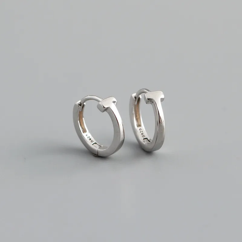 WANTME 925 Sterling Silber Mode Koreanische Minimalistische Buchstabe T Umarmende Ohrringe für Frauen Männer Punk Rock Ohr Nase Ring Schmuck 21050280Z