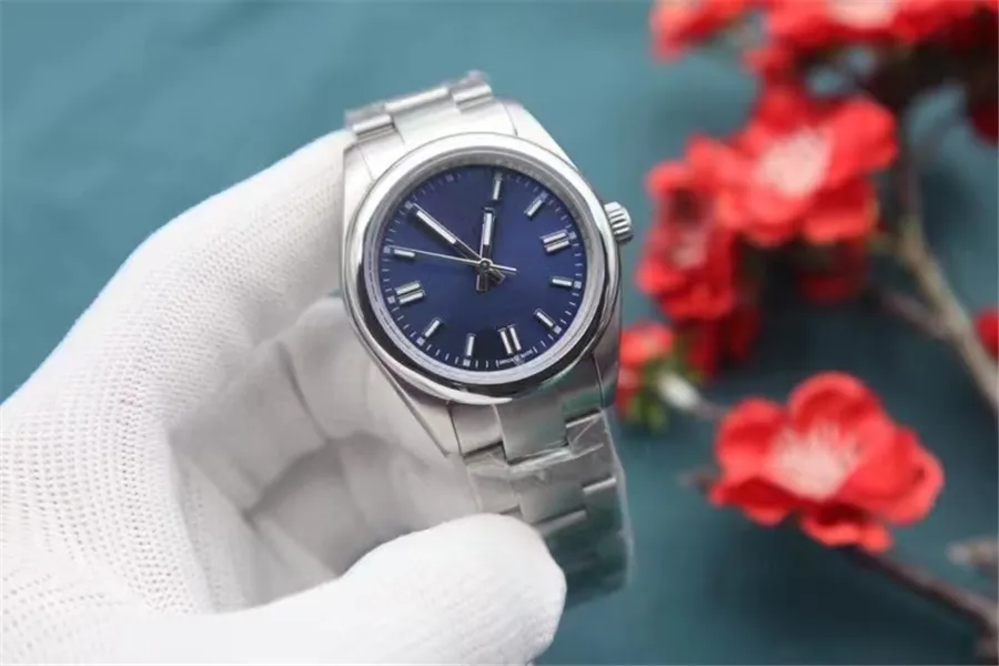 Hoge kwaliteit klassieke vrouw horloge datum klok mechanisch automatisch uurwerk roestvrijstalen horloges 36 mm roze gezicht hardlex glas 180231s