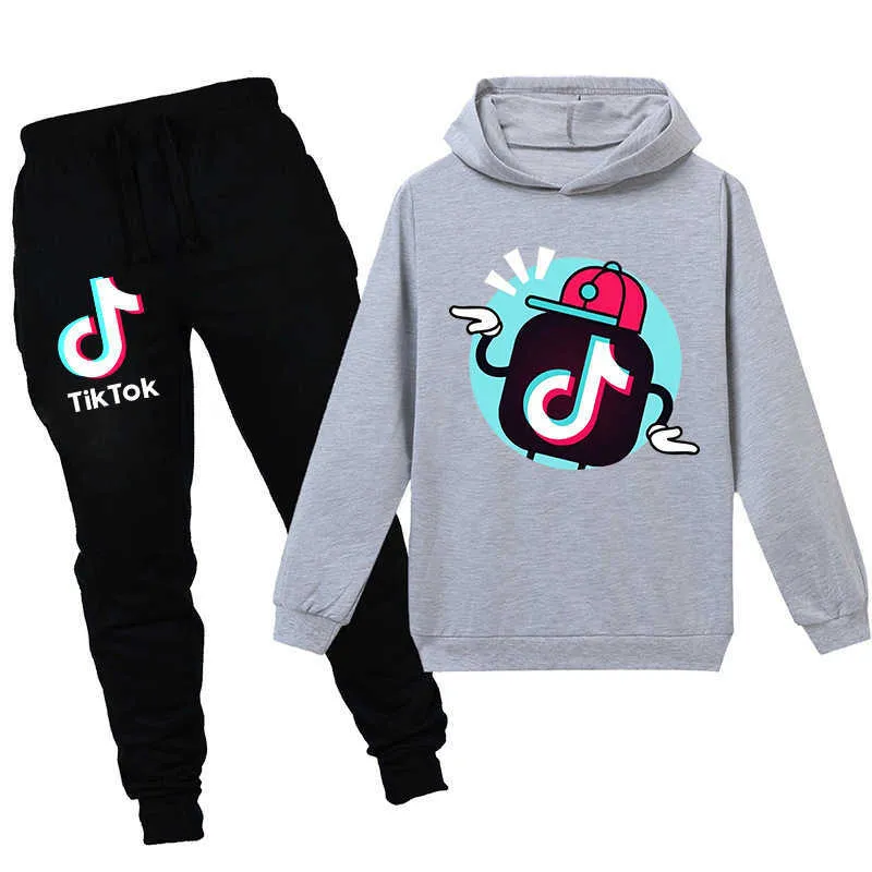 Tik tok kids abbigliamento a due pezzi set da ragazzi ragazze tiktok tracksuits adolescenti sport abito adolescenti felpe con cappuccio pantaloni hip hop clo5081088