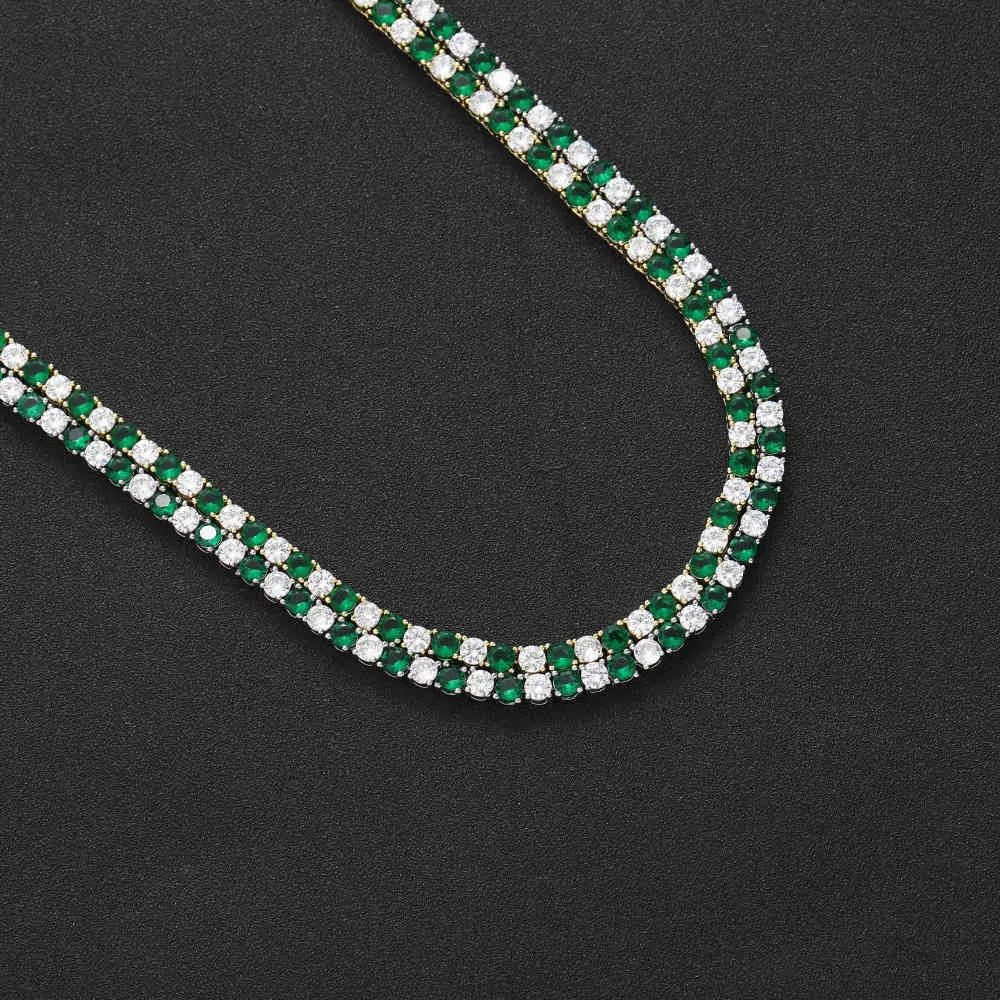 Collana girocollo da 18 pollici con catena da tennis ghiacciata Bling 4mm Aaa verde zirconi cubici CZ gioielli hip-hop uomo donna goccia