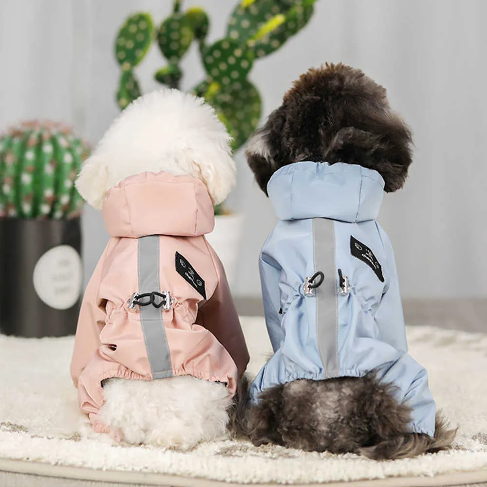 Reflecterende Hond Regenjas Waterdichte Hondenkleding Jas Puppy Chihuahua Jumpsuit Kostuum Kleine Medium Honden Regenjas Hooded Jacket 211007