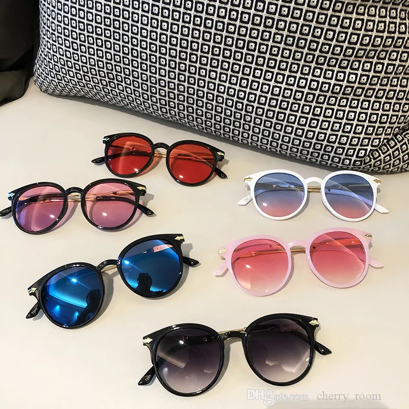 children beach sunglasses fashion round frame kids casual adumbral glasses trend metal arrow sun glasseses for boys girls D084