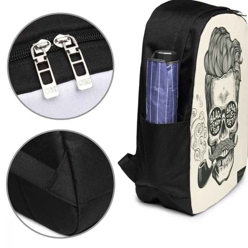 Mochila Vintage Barbershop Poster Barber Skull Mujeres Hombres USB Carga Escuela Bolsa Para Niña Niño Viaje Portátil Bookbag Daypack205E