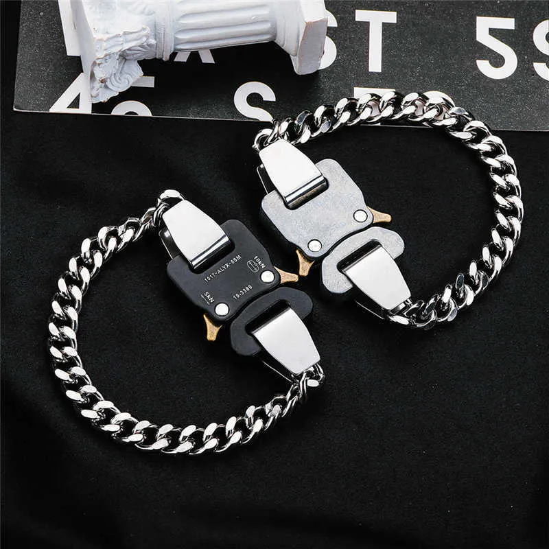 Men Women Bracelets Alyx Chain Fashion Alyx Link Bracelet High Quality Metal Button 21cm 1017-alyx-9sm High Street Accessories Q0717