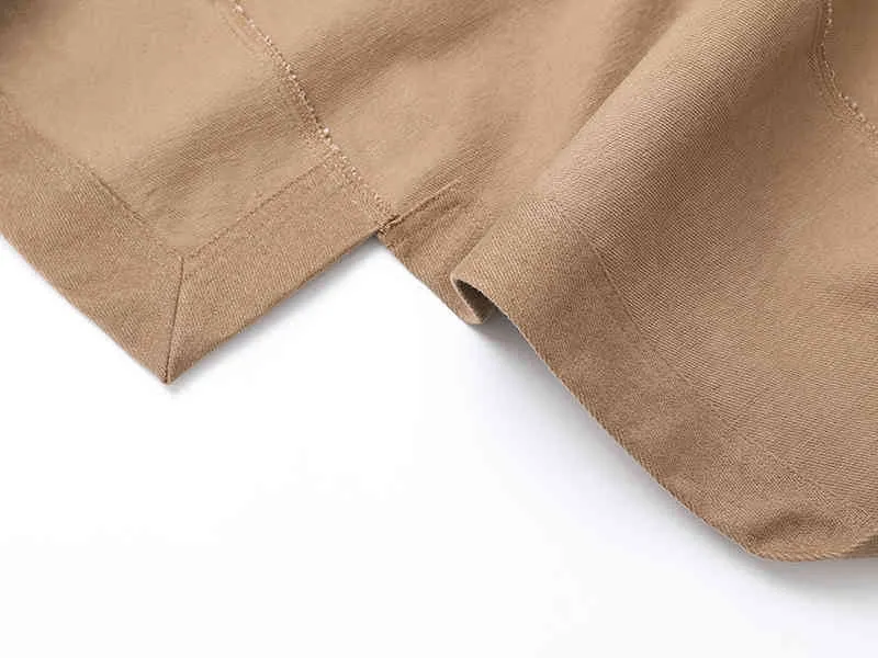 [EAM] Wysoka elastyczna talia khaki sznurka plisowana asymetryczna spódnica pół ciała kobiety moda wiosna jesień 1dd7454 210512