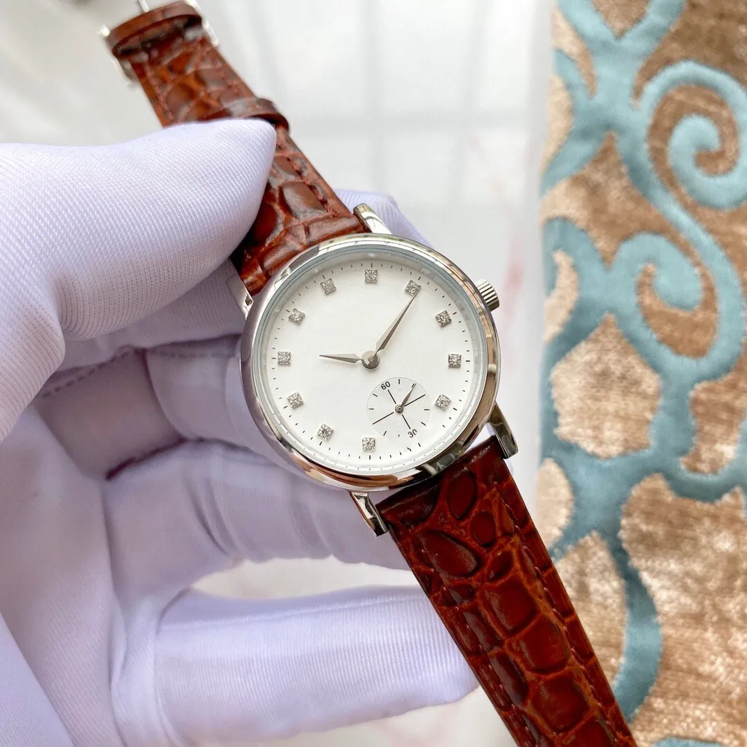 Neue Damen-Armbanduhr aus Edelstahl mit geometrischem Quadrat, klassische Marke, echtes Leder, Quarz-Stoppuhr, Strass-Armband, 30 mm