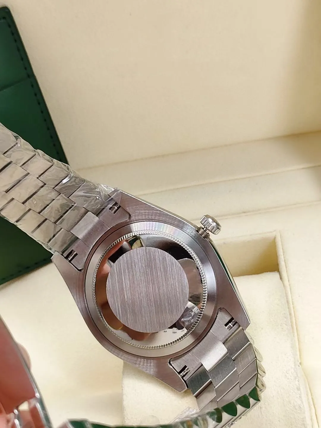 Orologi da 36 mm da donna da uomo foglie di palme in acciaio inossidabile meccanico meccanico orologio da 41 mm diamante ghiacciato date e funzionante.