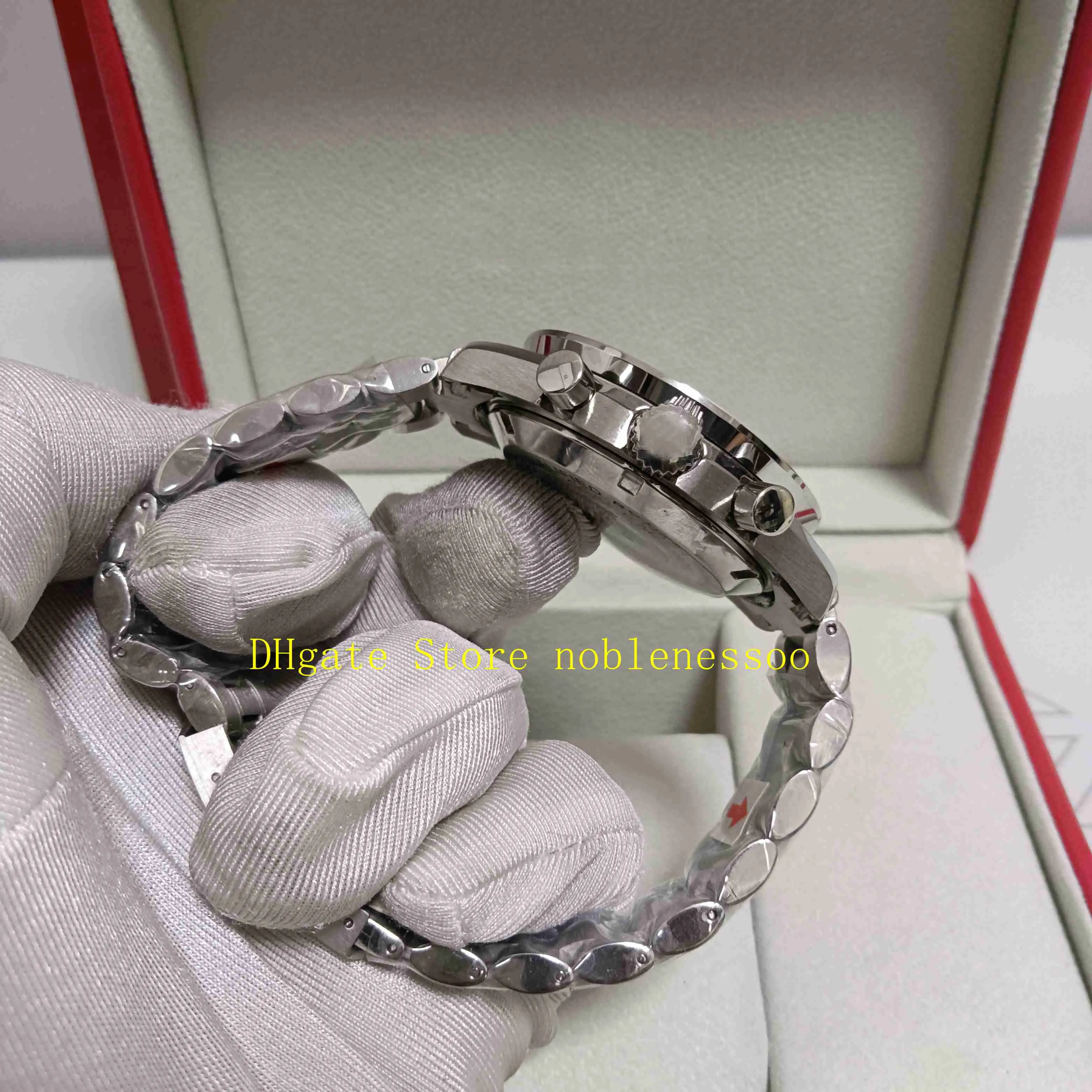 Com a caixa original de alta qualidade masculino cronógrafo assistir mensagens pretas crono trabalho profissional pulseira de aço inoxidável quartzo movem287g