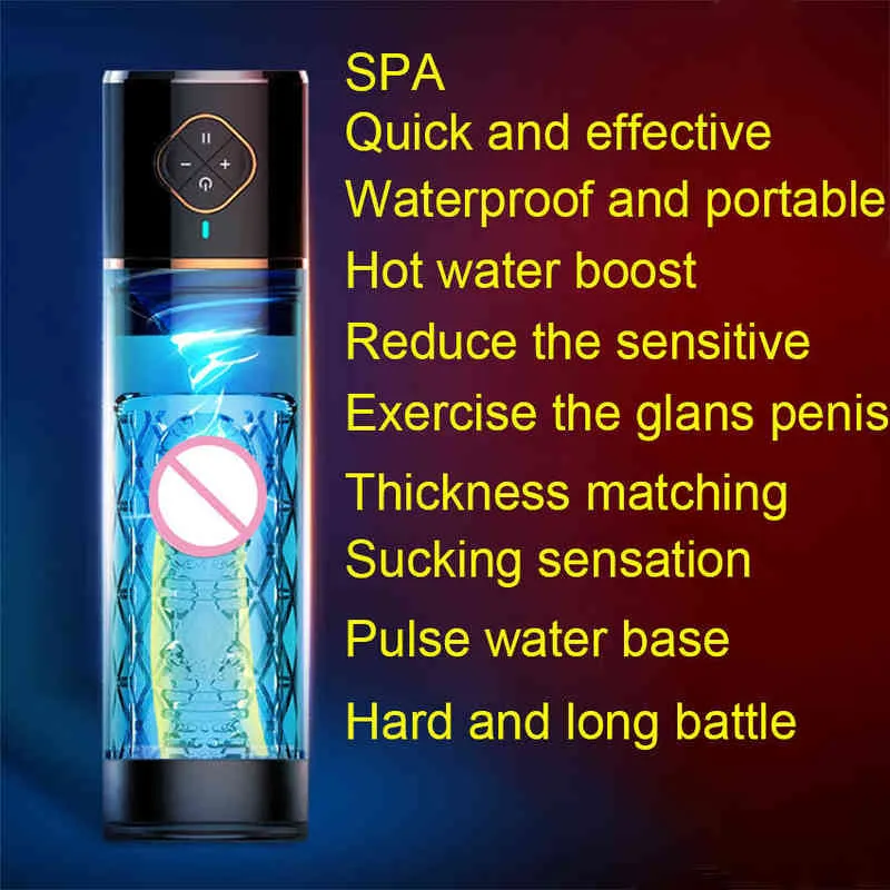 NXY Sex Mężczyźni Masturbatorzy Water Bath Penis Pompa Elektryczna powiększenie Peni Zabawki do próżni Extender Dorosły Gift Man 1222