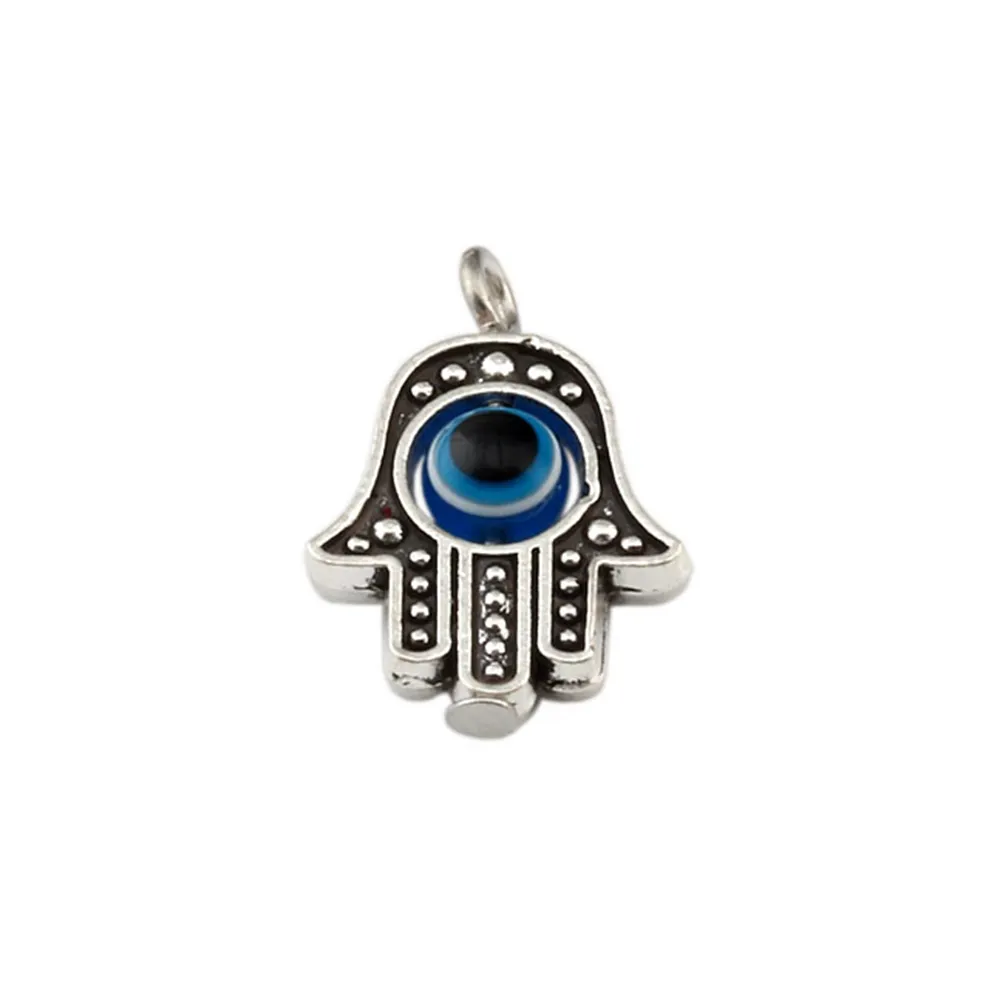 90 pçs hamsa mão olho azul talão kabbalah boa sorte pingente jóias diy ajuste pulseiras colar brincos 18 2x12 8mm 3 cores A-3266v