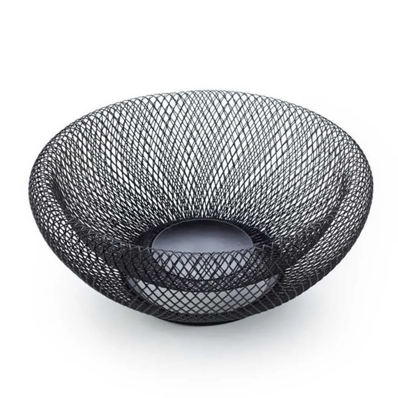 Hand-woven Iron Wire Hollow Storage Fruit Vegetable Basket Round Elegant Picnic Drop 210609