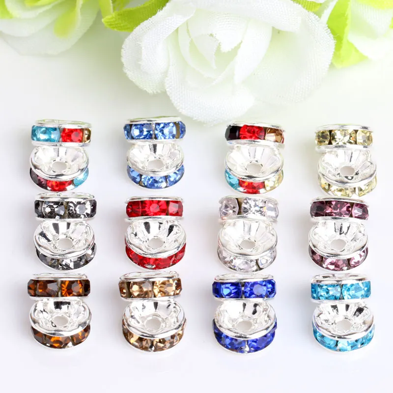 Perline sciolte in vetro braccialetti europei Risultati misti multicolore strass cristallo grande foro zircone perline distanziatore 8mm 10mm accessorio gioielli