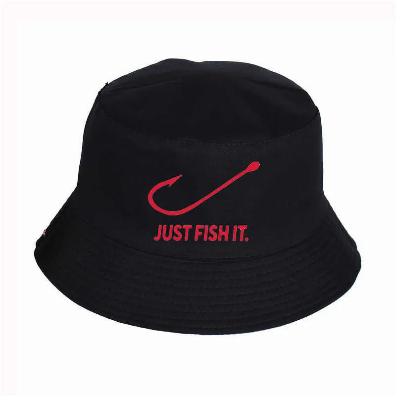 Just Fish It drôle imprimé seau chapeaux été haute qualité pêcheur chapeau femmes hommes pêcheur chapeau Snapback chapeaux Q0805