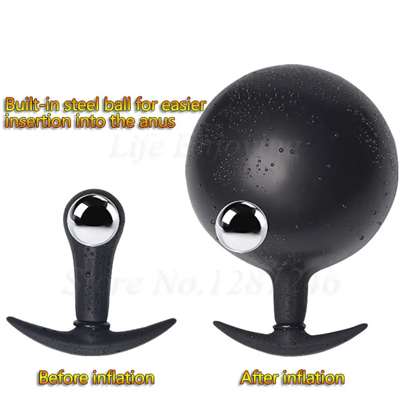 yutong Inflatable Huge Anal Butt Plug Built-in Steel Ball Women Vaginal Anal Dilator Expandable Silicone Men Prostate Massager nature Toys