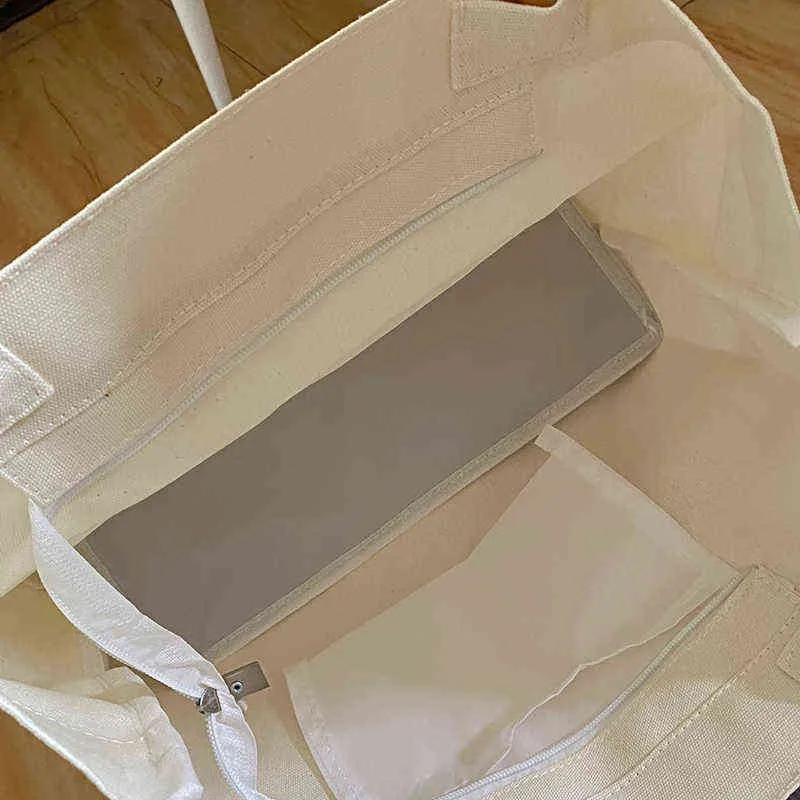 ショッピングバッグ韓国大容量キャンバストート女性ショルダーハンドバッグレディースカジュアルコットンクロスエコ再利用可能な買い物客バッグ220307