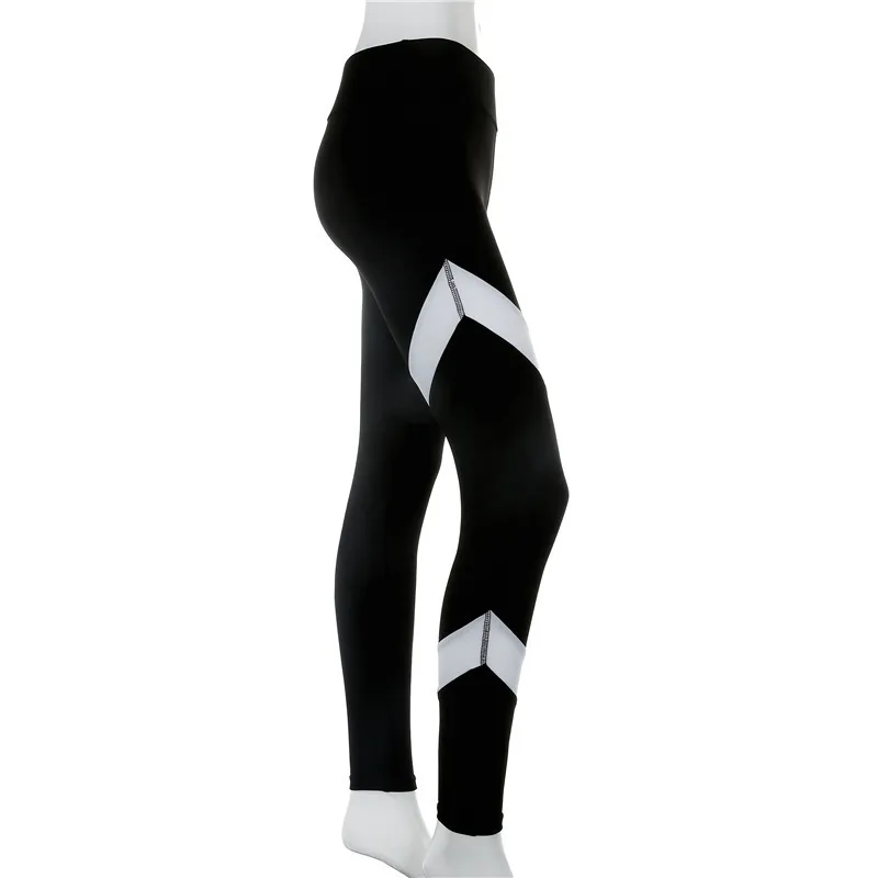 Kobiet Sportowy Legginsy Czarny Print Trening Kobiety Fitness Legging Spodnie Slim Jeggings Wicking Force Siła Ubrania 210518
