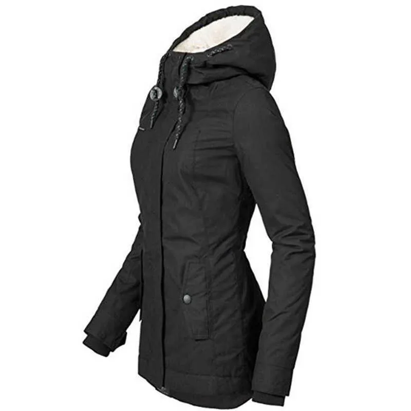 Women Coat Winter Thickend Warm For Ladies Waterproof Hooded Fleece Lined Cotton Mujer Chaqueta 210913