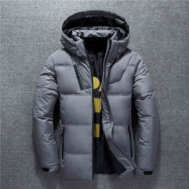 Winter Warm Mannen Jas Jas Casual Autumn Stand Collar Puffer Dikke Hoed Witte Duck Parka Mannelijke Mannen Down met Hood 211214