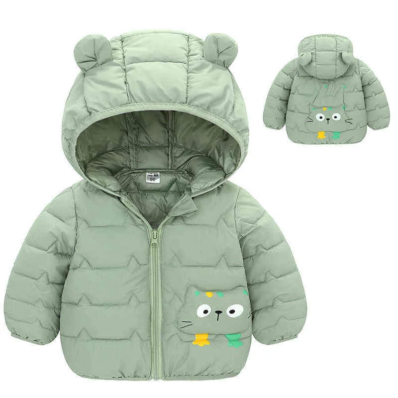 Jungen Mädchen Mit Kapuze Daunenjacken Für Kinder Mäntel Herbst Baby Junge Cartoon Warme Jacke Kleinkind Mädchen Reißverschluss Jacke Ski Oberbekleidung 211111