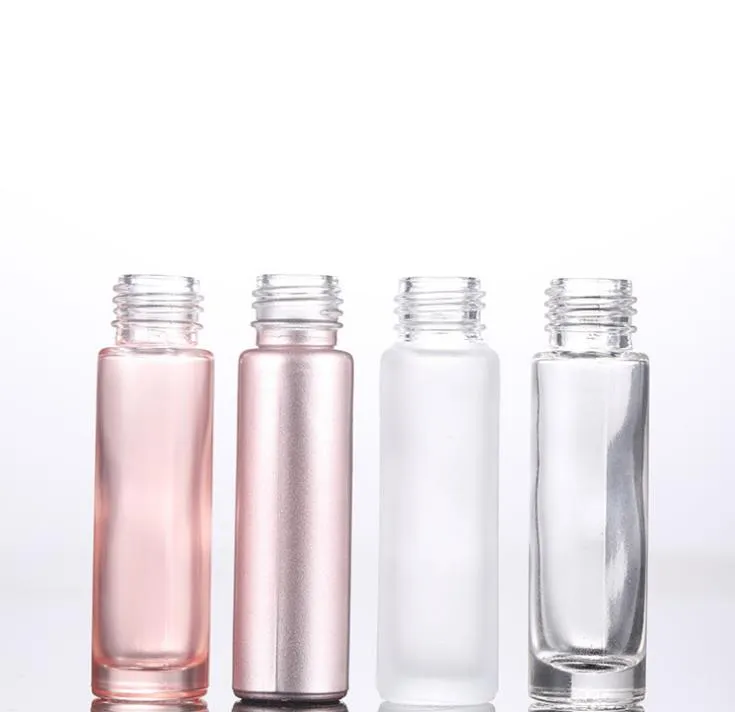 Nouvelle bouteille à bille en or Rose 10 ml, bouteille à bille pour Massage des yeux, bouteille à bille en verre dépoli de couleur