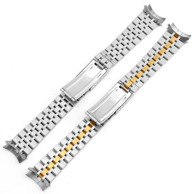 19mm Uhr Accessoires Band für Prince und Queen Gurt Massive Edelstahl Silber Gold Armband Bands198V