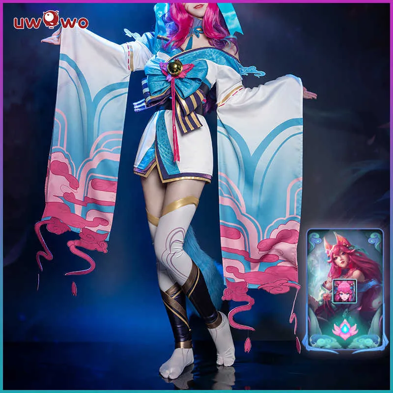 Uwowo ahri lol cosplay costume spirit blossom League of Legends Cosplay Outfits Halloween Game Costumi G0925300S