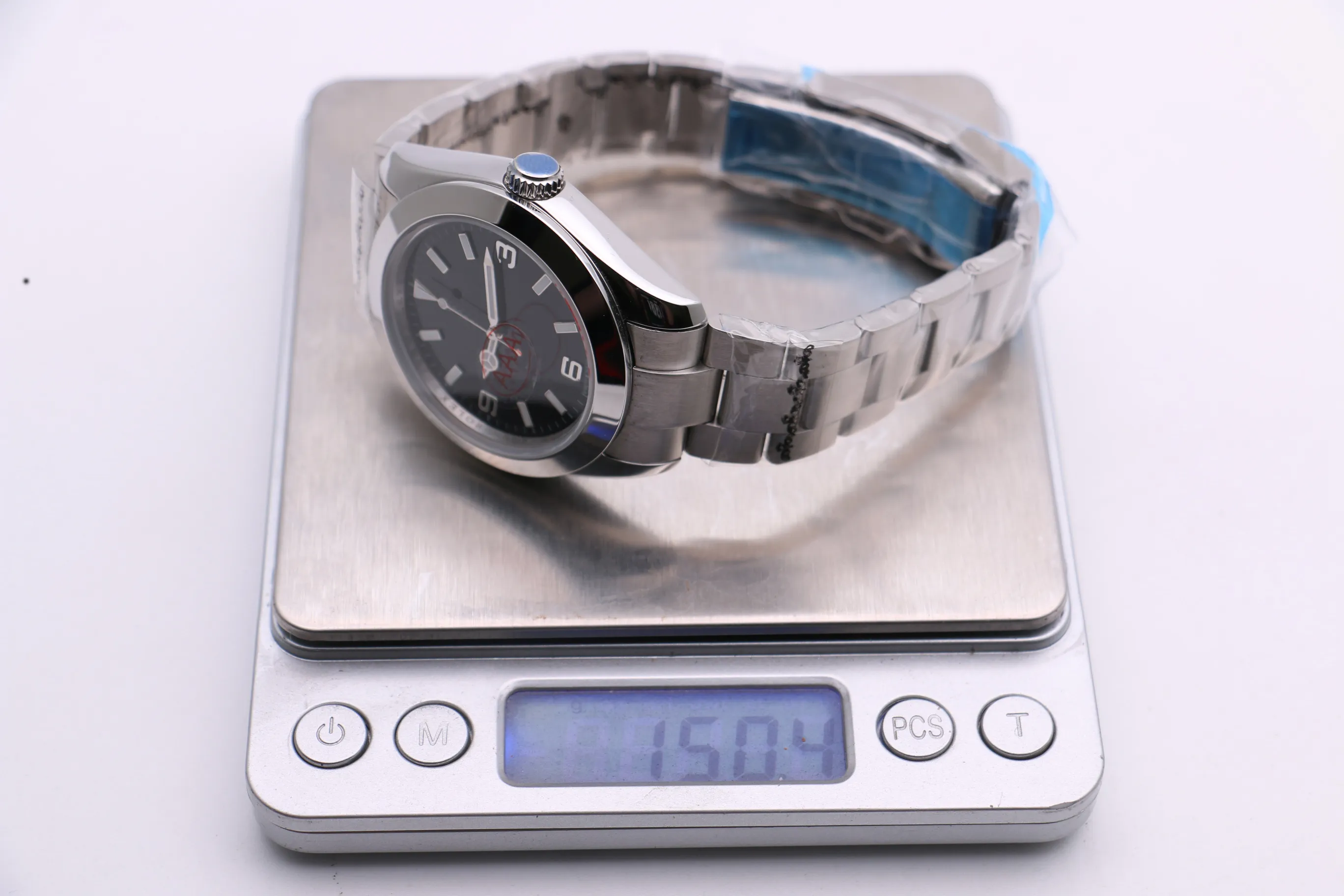 Mechanisch herenhorloge 116400 zwarte wijzerplaat zilver wit roestvrijstalen kast band vouwsluiting driepins moderne sport Fashio234L