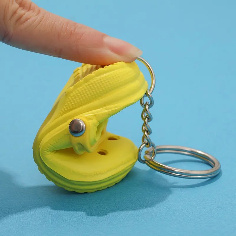 Mixed Colors 3D Mini 7.5cm EVA Beach Hole Little Croc Shoe Keychain Bag Accessories Keyring Car Handbag Key Chain Charms 220228