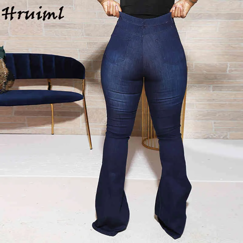 Jeans da donna sexy Taglie forti Pantaloni a vita alta in denim a vita alta Pantaloni casual da donna a zampa d'autunno 210513