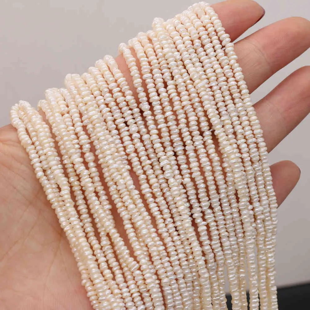 Belle perle d'acqua dolce naturali al 100% a forma piatta perline fai da te la creazione di gioielli orecchini collana braccialetto donne taglia 2-2,5 mm