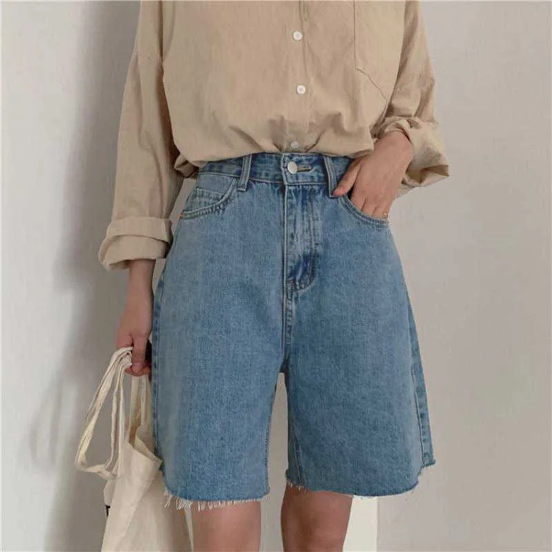 Genayooa Streetwear Biker Shorts Kvinnor Hög midja Denim Jeans Koreanska Sommar Cool Ladies Feminino Fashion 210719