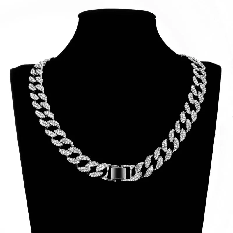 Chaines Iced Out Cuban Link Chain Paveed Himitone Miami Gold Silver Color Zircon Bling Collier For Men Hiphop Jewelry291U